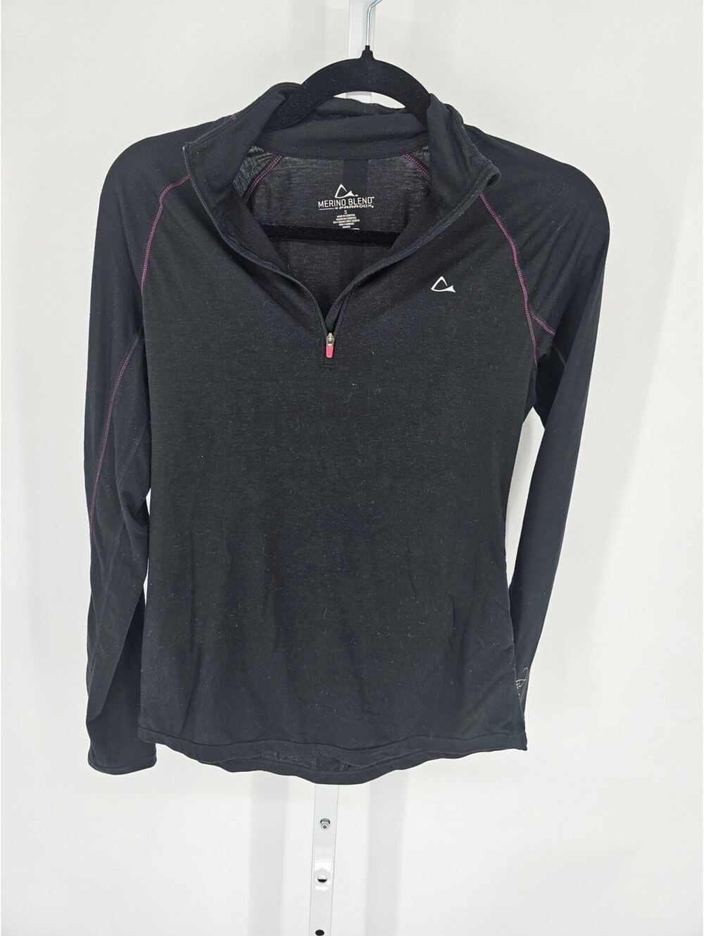 Paradox Merino Blend Womens Sz S 1/4 Zip BAse Layer Jacket Athletic Black